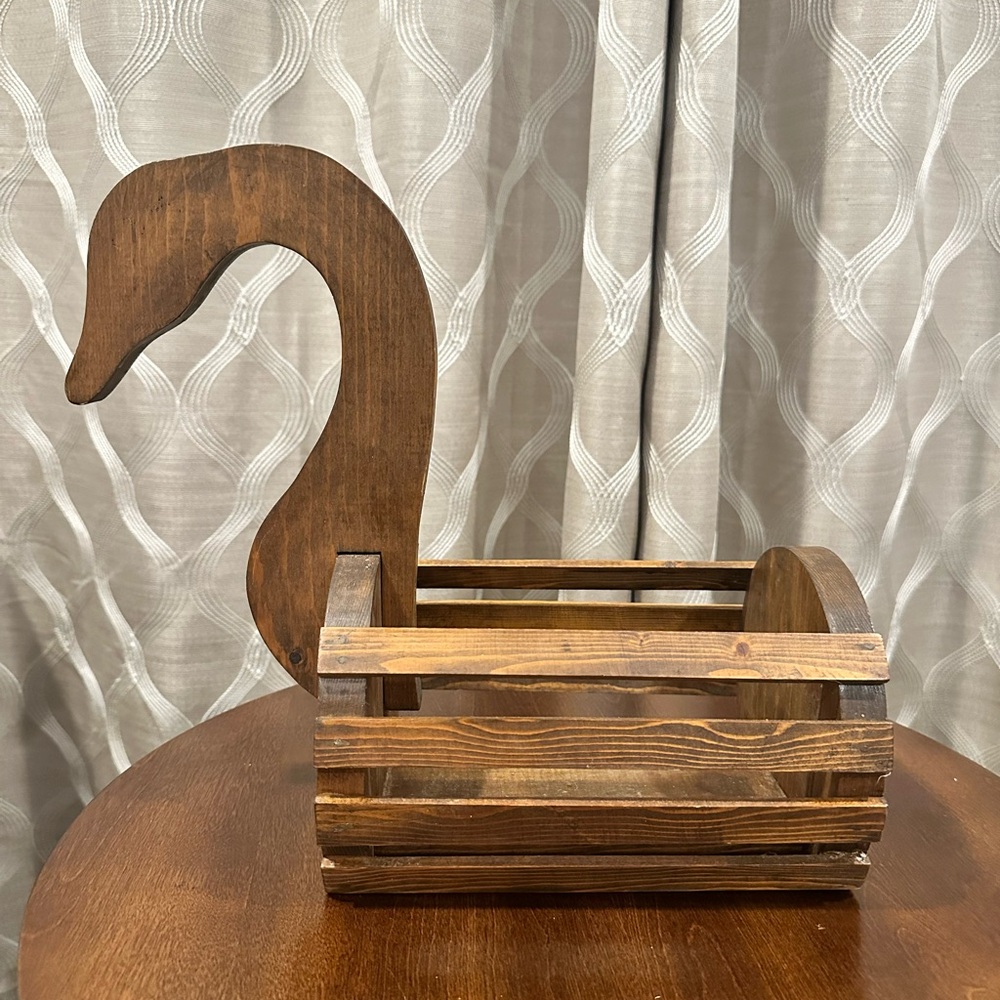 Wooden Swan Basket and Planter